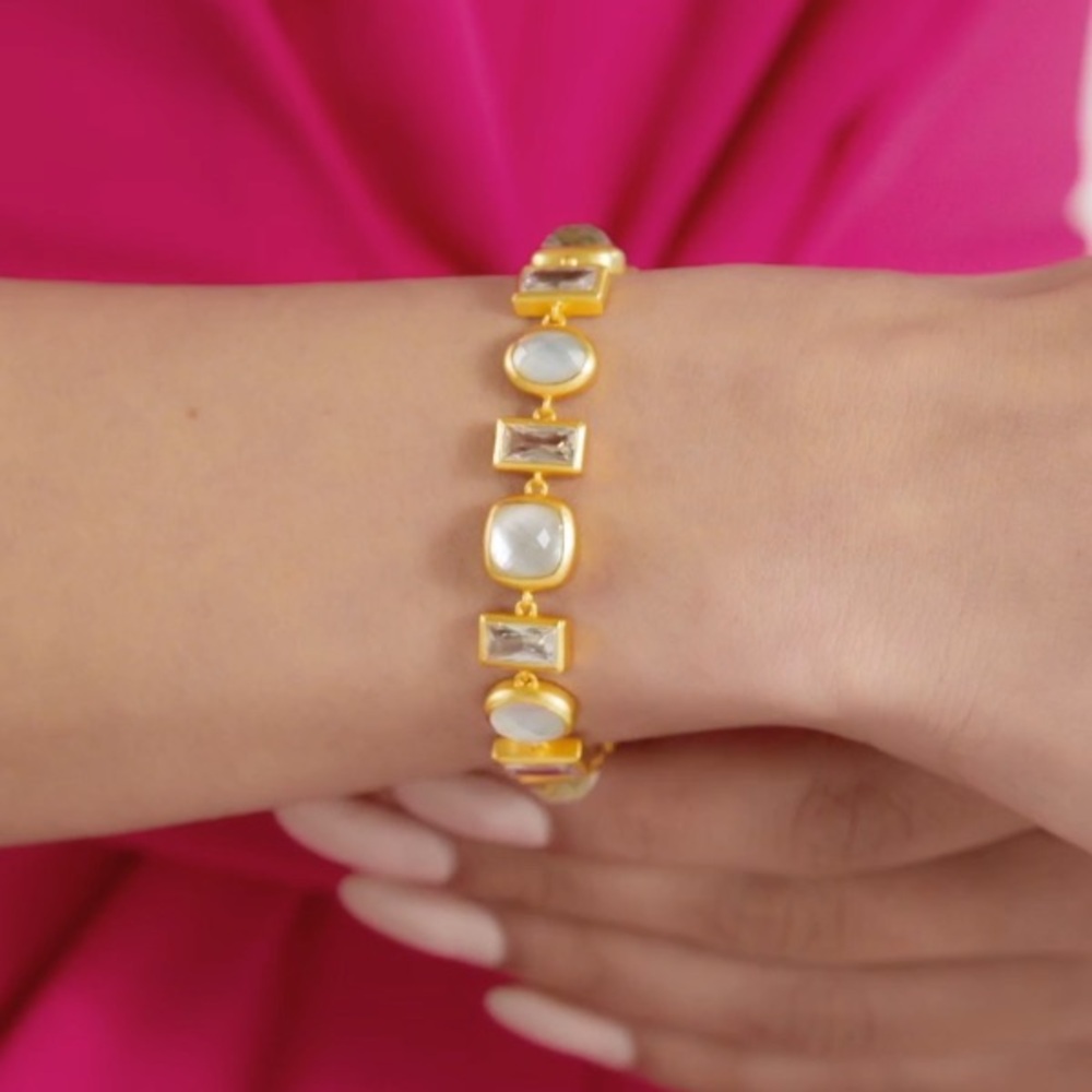 JULIE VOS® Antonia Tennis Bracelet Iridescent & Clear Bahamian Blue Stones - Picture 5 of 12